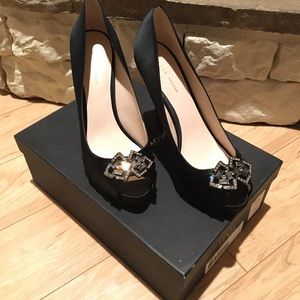 Pelle Moda Black Silk Heels